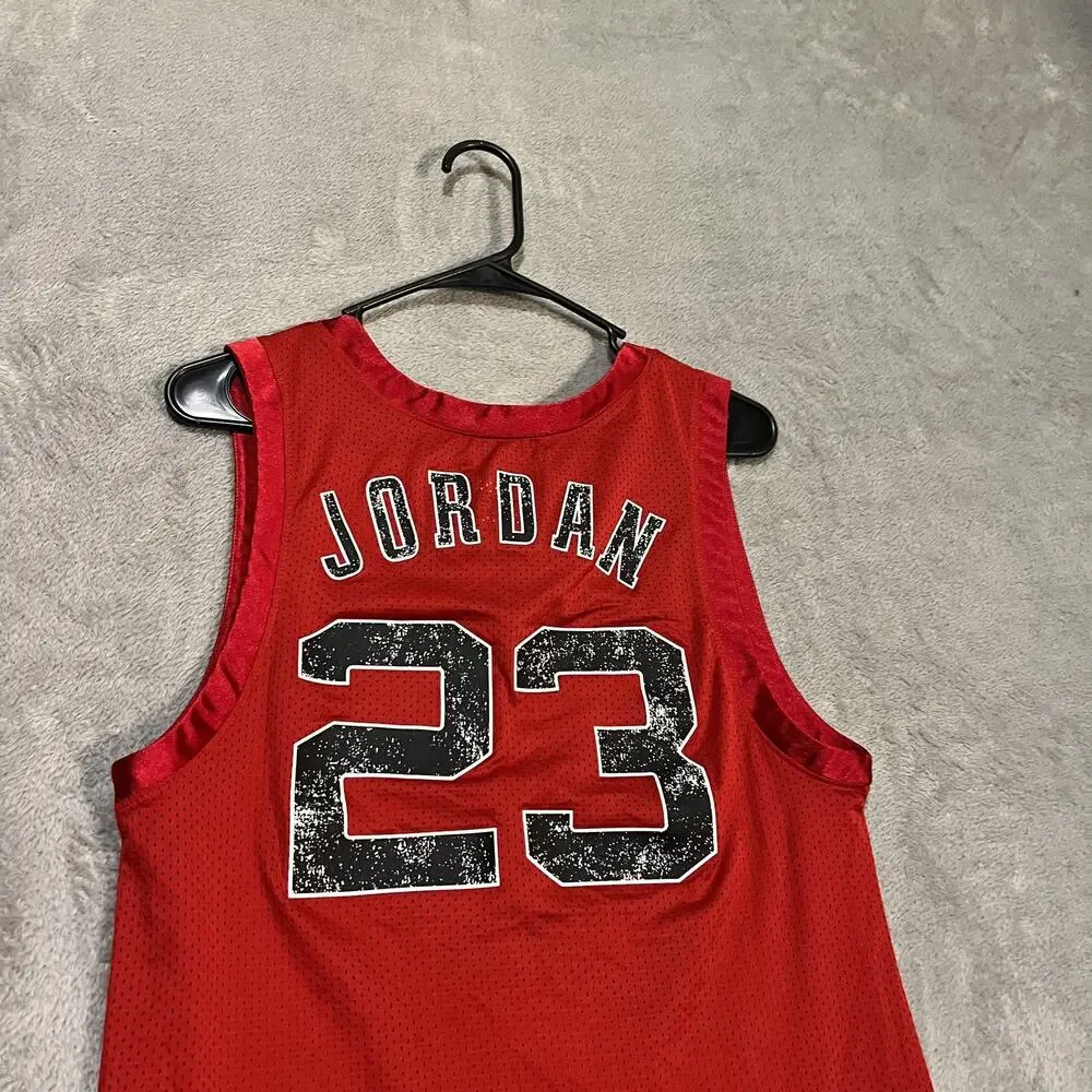 Jordan Tank Top Mens Small Red Air Jordan 23 Mesh Basketball Jersey Graphic